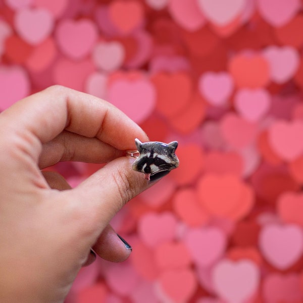 Raccoon Adjustable Resin Statement Ring