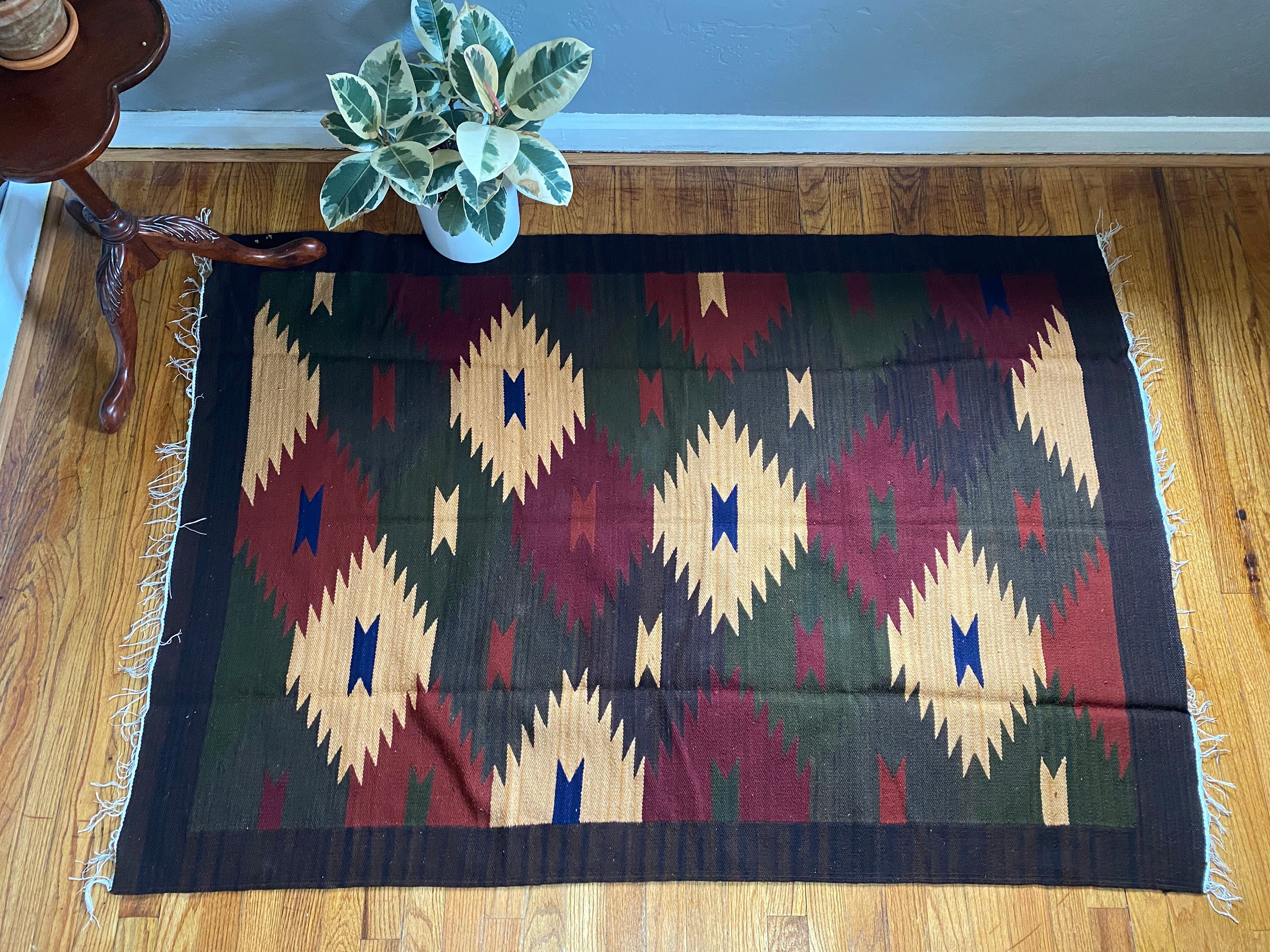 Authentic Vintage Handmade Ecuadorian Wool Rug or Tapestry | Etsy