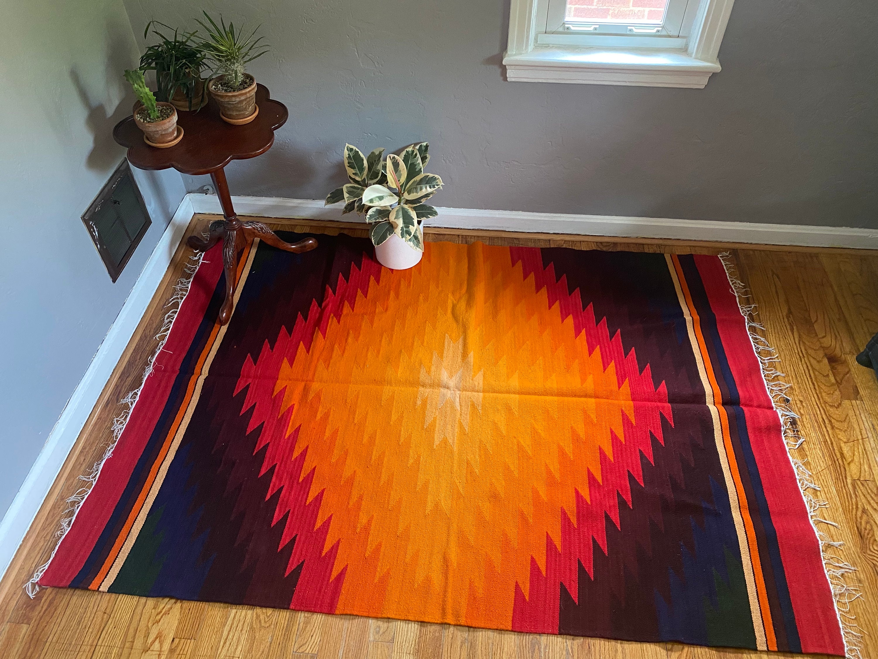 Authentic Vintage Handmade Ecuadorian Large Wool Rug or | Etsy