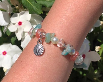 Handmade Beaded Sea Shell Charm Bracelet 057