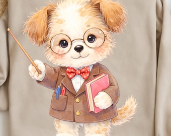 Professor Puppy PNG | Scholarly Dog Clipart with Glasses (Instant Digital Download)