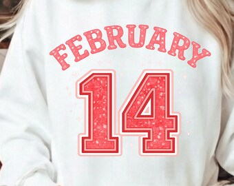 February 14 Sparkle PNG | Valentine's Day Clipart 300 DPI Digital Download