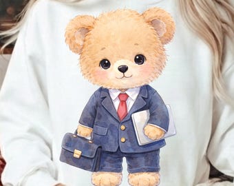 Teddy Bear PNG, Career, Office Decor, Graduation PNG, Boss Day Art, Corporate PNG