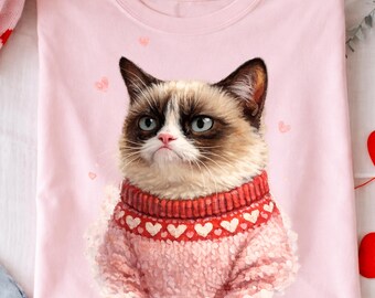Grumpy Cat Valentine PNG | Sarcastic Pet Clipart for Sublimation (Digital Download)