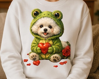 Frog Costume Dog PNG | Valentine Puppy Clipart (Digital Download
