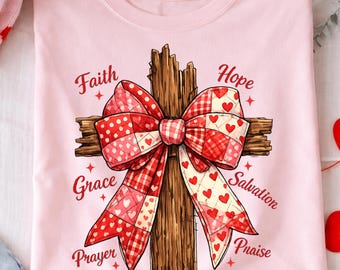 Valentine PNG | Rustic Cross with Bow (Digital Download)