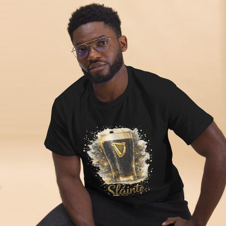 St. Patrick’s Day Tshirt | “Sláinte” Guinness Pint Design, Irish Pub Style Crewneck