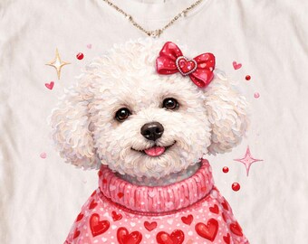 Valentine Bichon Frise PNG | Heart Sweater Dog Clipart (Digital Download)