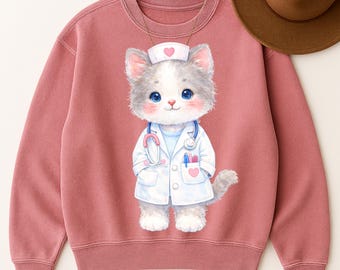 Nurse Kitten PNG |Nurse Clipart | Kitten PNG | Nurse Cat PNG | Sublimation & Printable Download