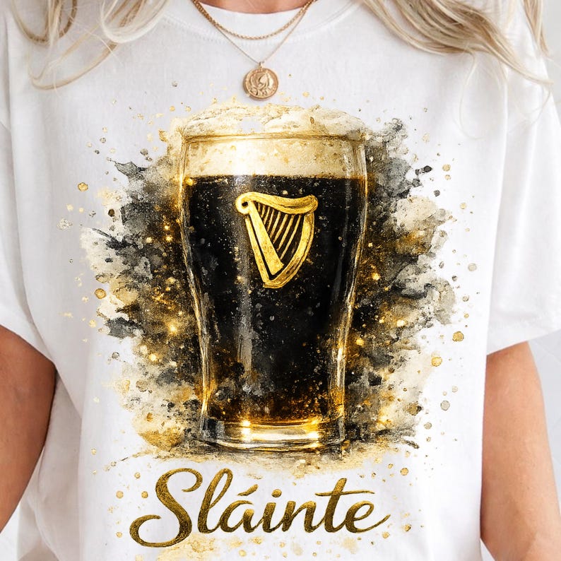 St. Patrick’s Day Tshirt | Sláinte Guinness Pint Design, Irish Pub Style Crewneck image 1