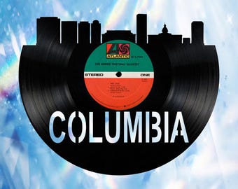 Columbia South Carolina Skyline Vinyl Record Art Cut From a Actual
