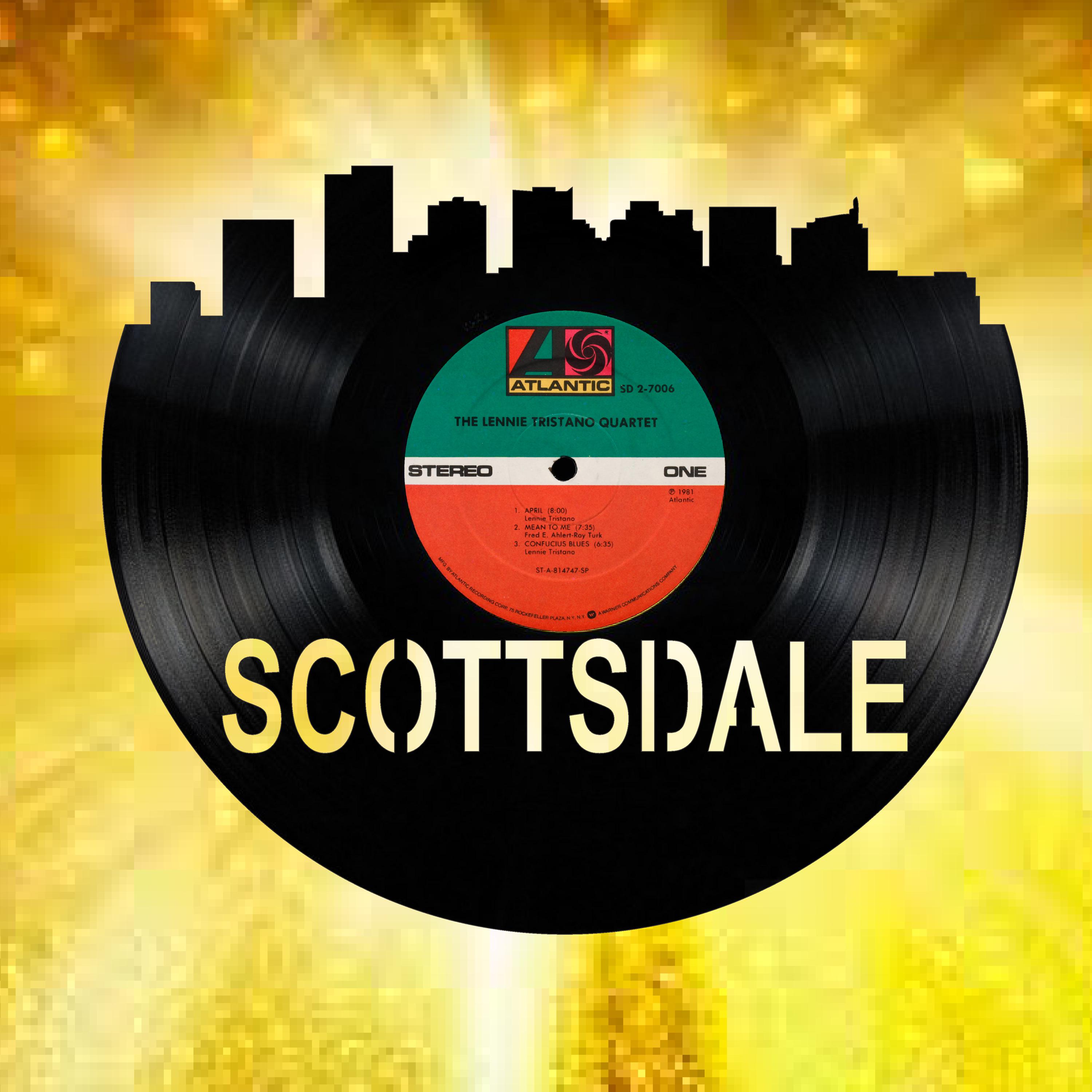 Scottsdale Arizona Skyline Vinyl Record Art Cut From a Actual