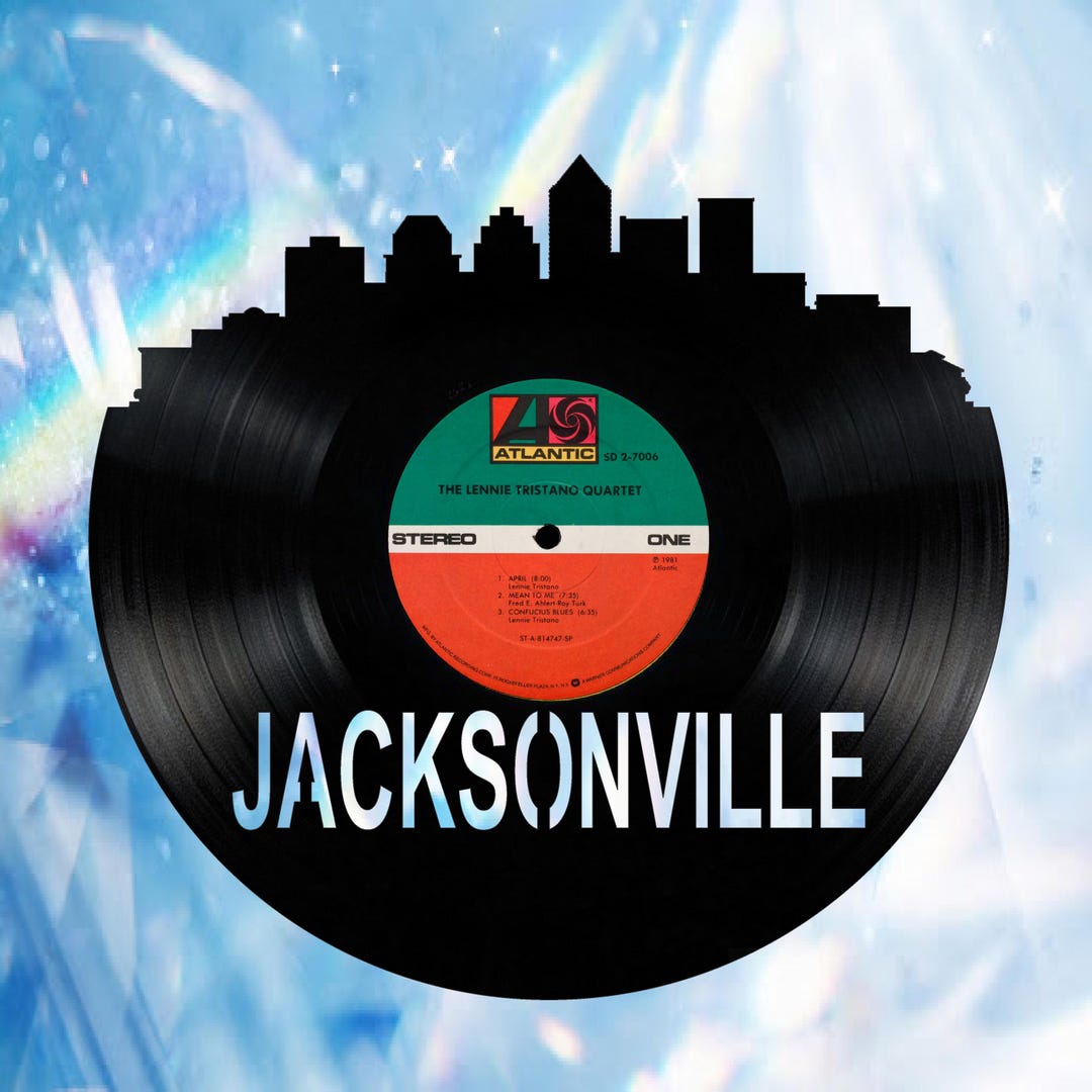 Jacksonville Florida Skyline Vinyl Record Art Cut From a Actual