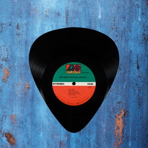 guitar pick Vinyl record art cut from a actual vinyl record