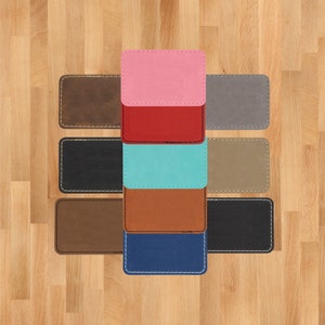 Rectangle 3 1/2&quot; x 2 1/2&quot; Laserable Leatherette Patch with Adhesive Leather Patches , PU leather patch, Glowforge Faux  tags