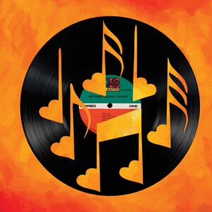 music notes Vinyl record art cut from a actual vinyl record