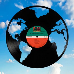 Illustration pour disque vinyle World Globe découpée à partir d&#39;un vrai disque vinyle
