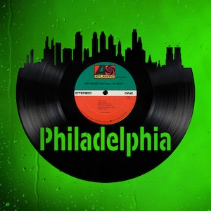 Philadelphia Pennsylvania Skyline Vinyl record art cut from a actual vinyl record always sunny clock