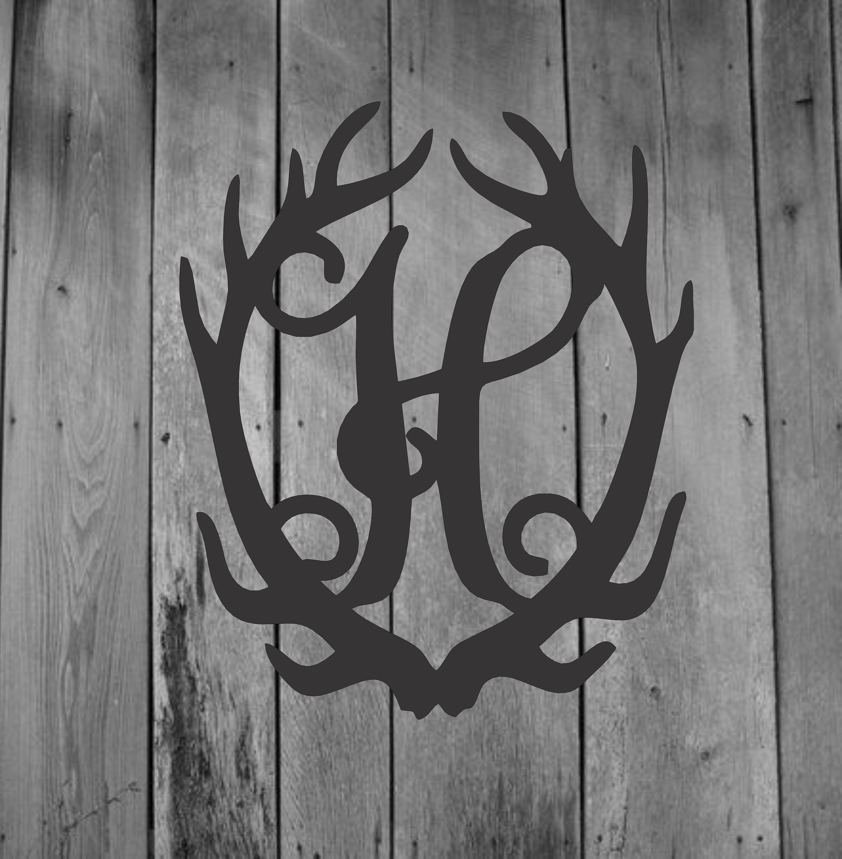 Antler Monogram Hunting Deer Metal Sign, Cabin, Wall, Home, Outdoor ...