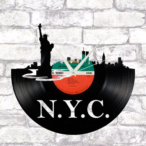 New York City NYC Skyline Vinyl Record Art Cut From a Actual Vinyl