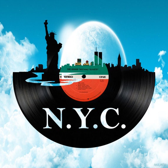 New York City NYC Skyline Vinyl Record Art Cut From a Actual Vinyl