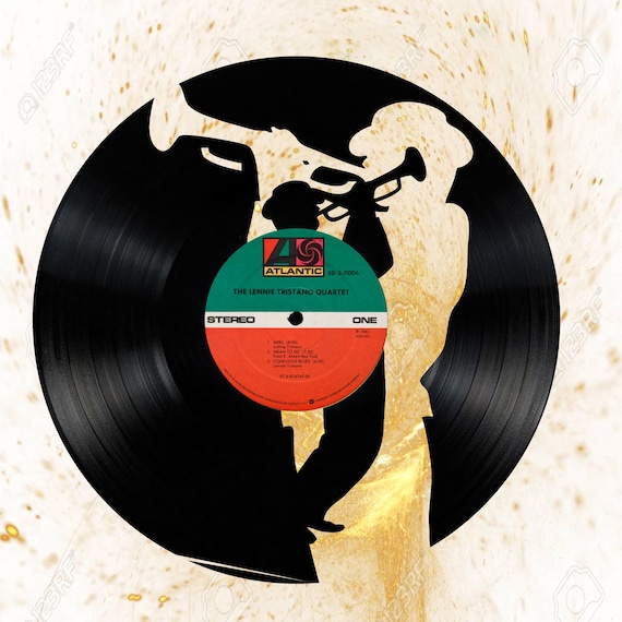 Trumpet Jazz Band Vinyl Record Art Cut From a Actual Vinyl Record