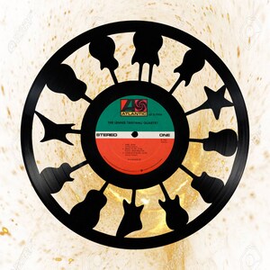 Guitar rock and roll Vinyl record art cut from a actual vinyl record