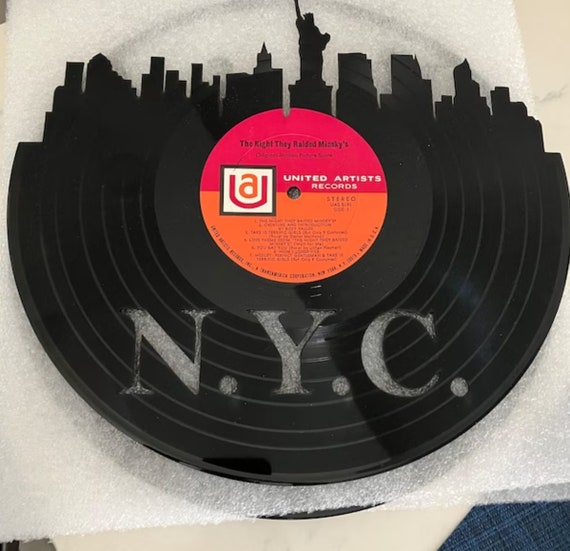 New York City NYC Skyline Vinyl Record Art Cut From a Actual Vinyl