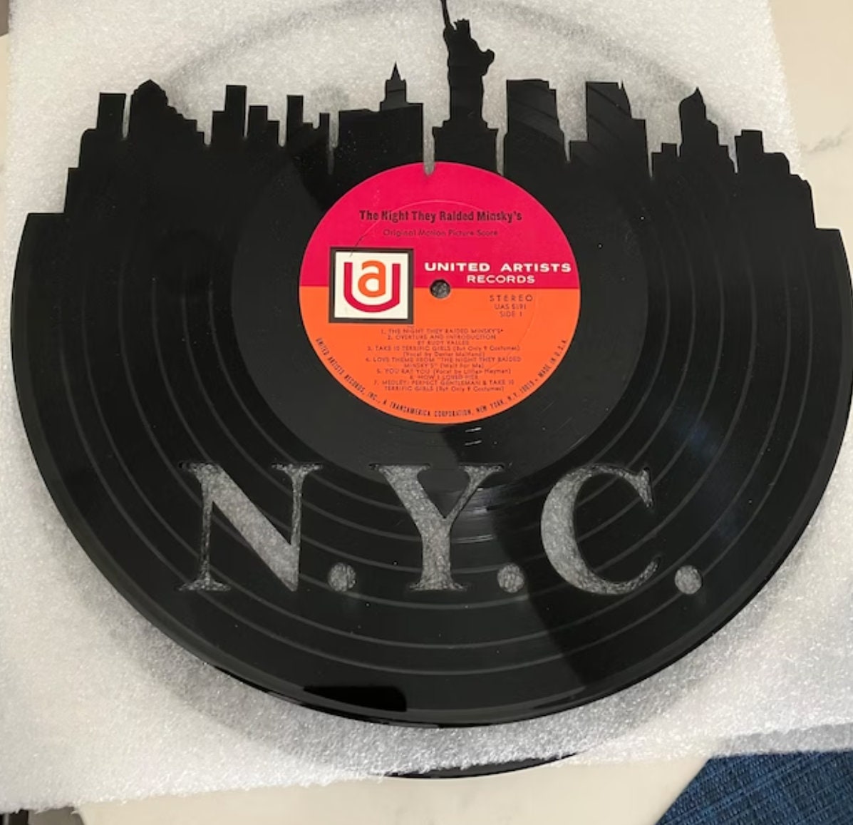 New York City NYC Skyline Vinyl Record Art Cut From a Actual