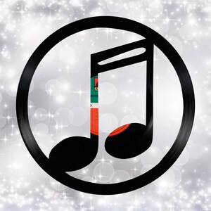 music note Vinyl record art cut from a actual vinyl record
