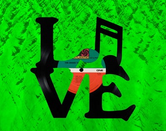 Music love Vinyl record art cut from a actual vinyl record