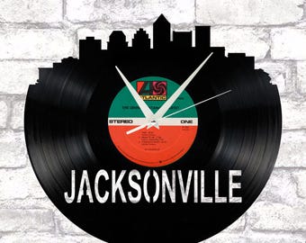 Jacksonville Florida Skyline Vinyl Record Art Cut From a Actual
