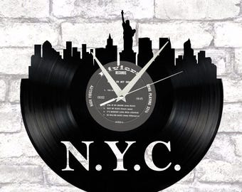 New York City NYC Skyline Vinyl Record Art Cut From a Actual Vinyl