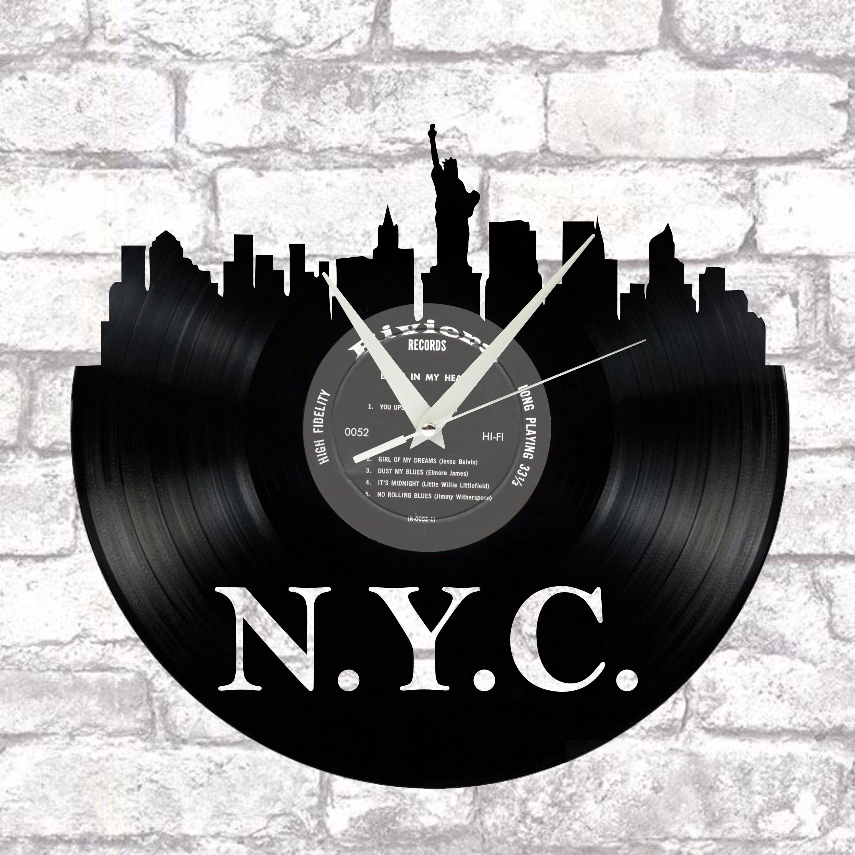 New York City NYC Skyline Vinyl Record Art Cut From a Actual Vinyl