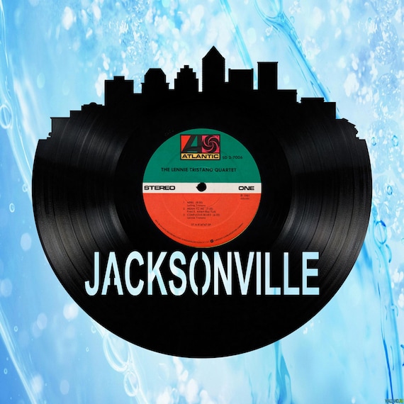 Jacksonville Florida Skyline Vinyl Record Art Cut From a Actual