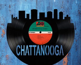 Chattanooga Tennessee Skyline Vinyl record art cut from a actual vinyl record
