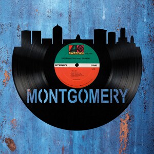 MONTGOMERY Alabama  Skyline Vinyl record art cut from a actual vinyl record clock