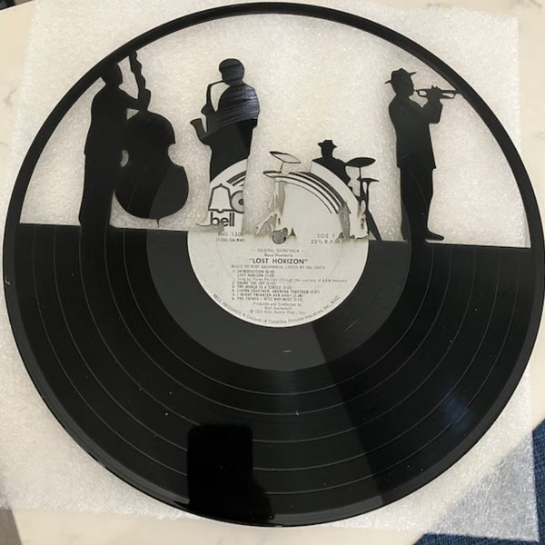 Jazz band Vinyl record art cut from a actual vinyl record