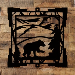 Bear Cub Circle Metal Sign, Cabin, Wall, Home, Outdoor, Mountain