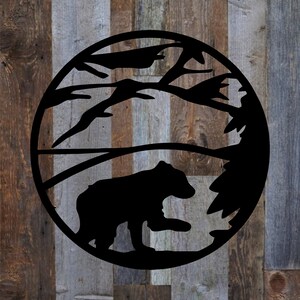 Bear Cub Circle Metal Sign, Cabin, Wall, Home, Outdoor, Mountain