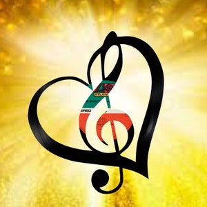music note Vinyl record art cut from a actual vinyl record