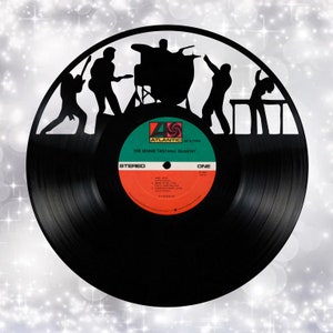 Rock and roll  rock band Vinyl record art cut from a actual vinyl record