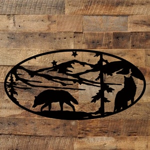 Wolf Metal Sign, Cabin, Wall, Home, Outdoor, Mountain