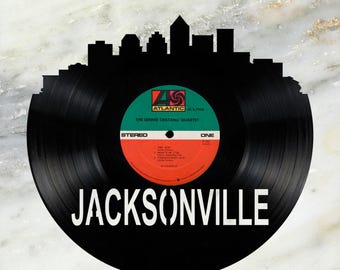 Jacksonville Florida Skyline Vinyl Record Art Cut From a Actual