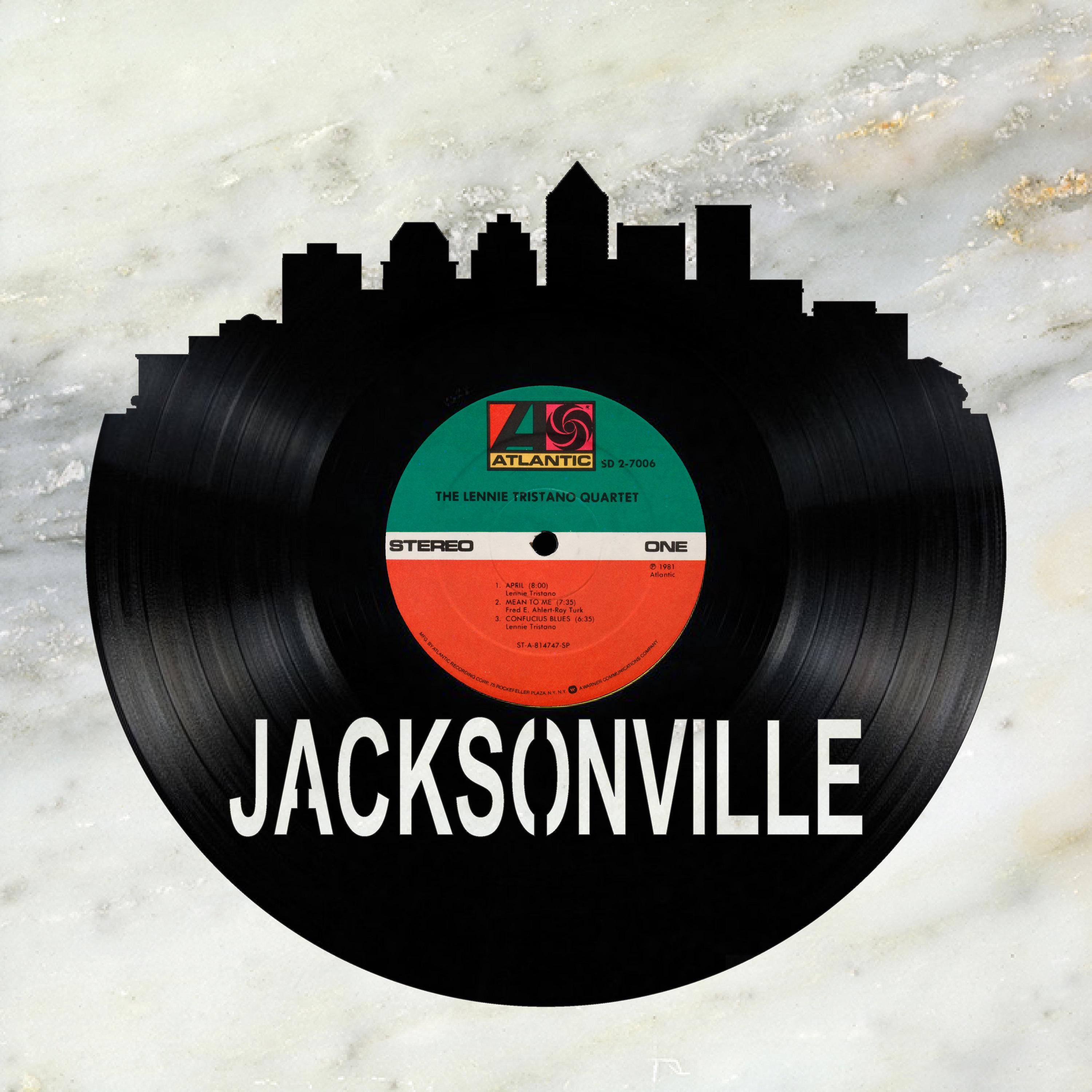 Jacksonville Florida Skyline Vinyl Record Art Cut From a Actual