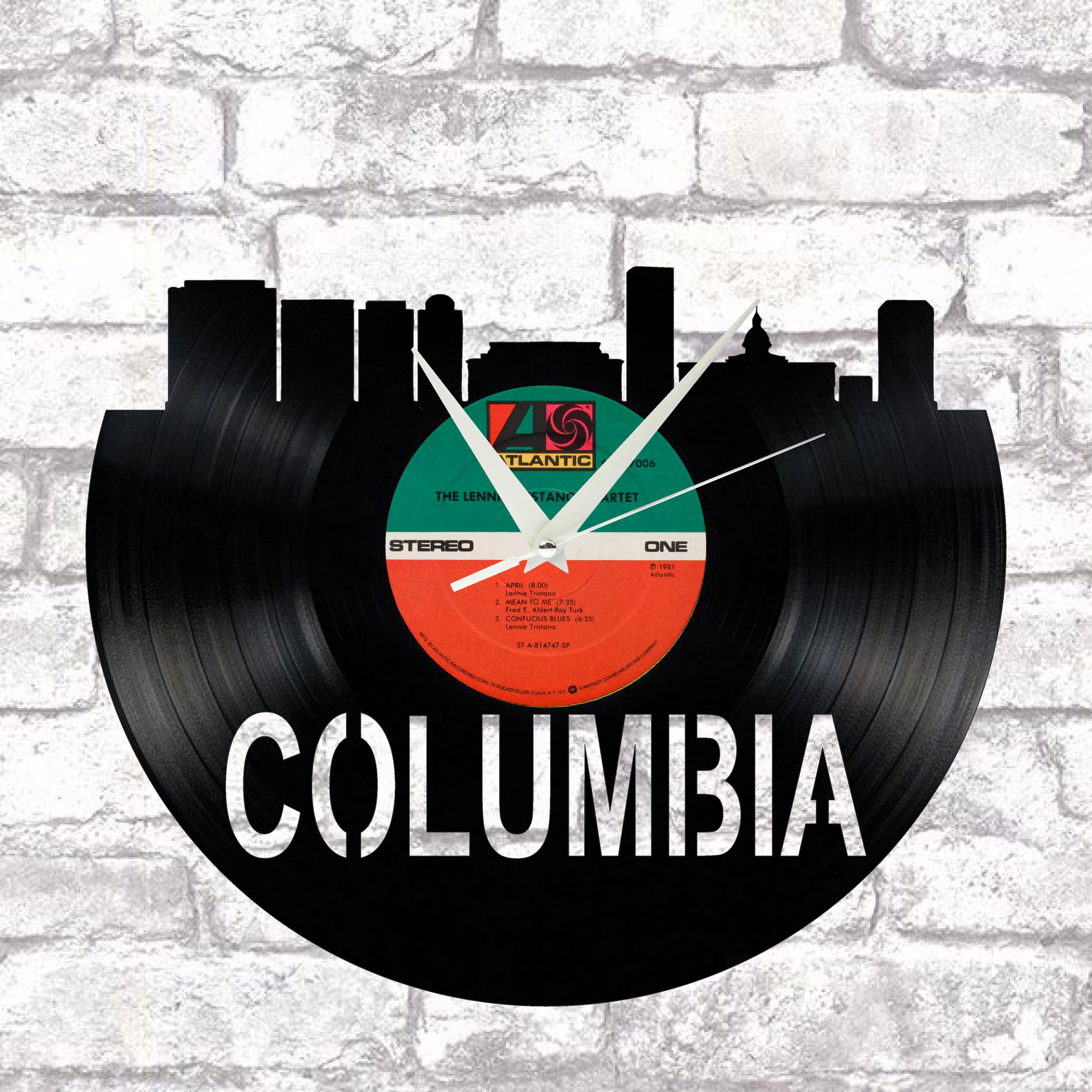 Columbia South Carolina Skyline Vinyl Record Art Cut From a Actual