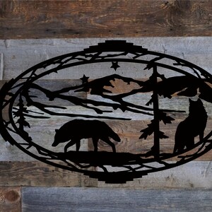 Wolf Metal Sign, Cabin, Wall, Home, Outdoor, Mountain