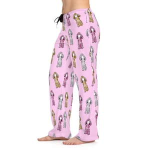 Pink Poodles Custom Women's Pajama Pants Poodle Lovers Gifts Poodle Mom PJs Valentines Day