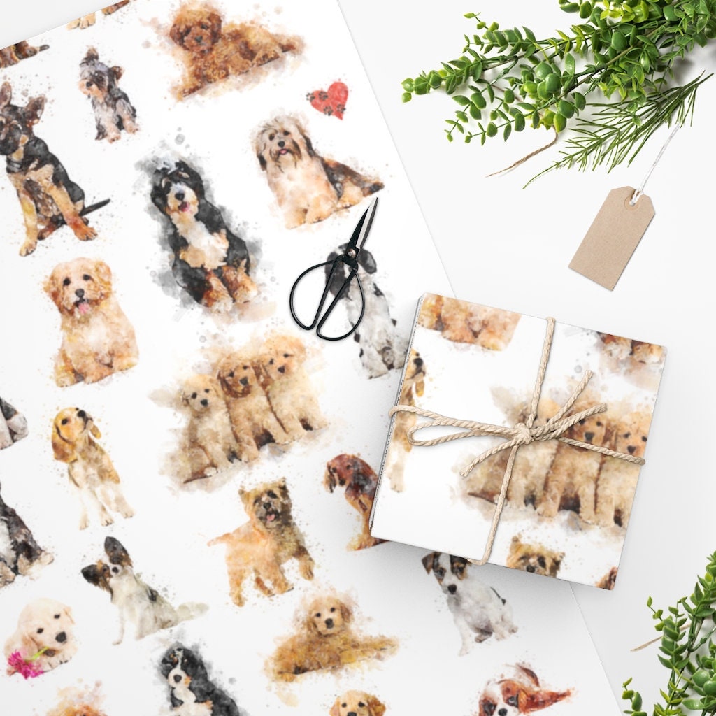 Puppy Love Puppies Wrapping Paper Gift Wrap Goldendoodle Etsy