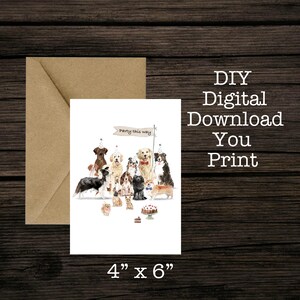 Geburtstagskarte Hund Party so Hund Geburtstagskarte Druckbare Digitaler Download Benutzerdefinierte Grußkarte Goldendoodle Golden Retriever Mops
